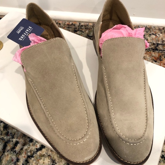 Suede Stafford Taupe Dress Shoes 12 Medium Men Classy - Picture 1 of 7